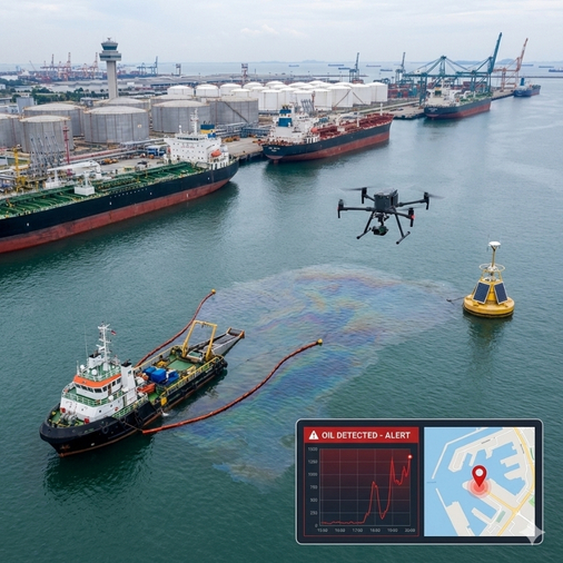 เครื่องวัดค่าน้ำมันบนผิวน้ำ สำหรับท่าเรือ