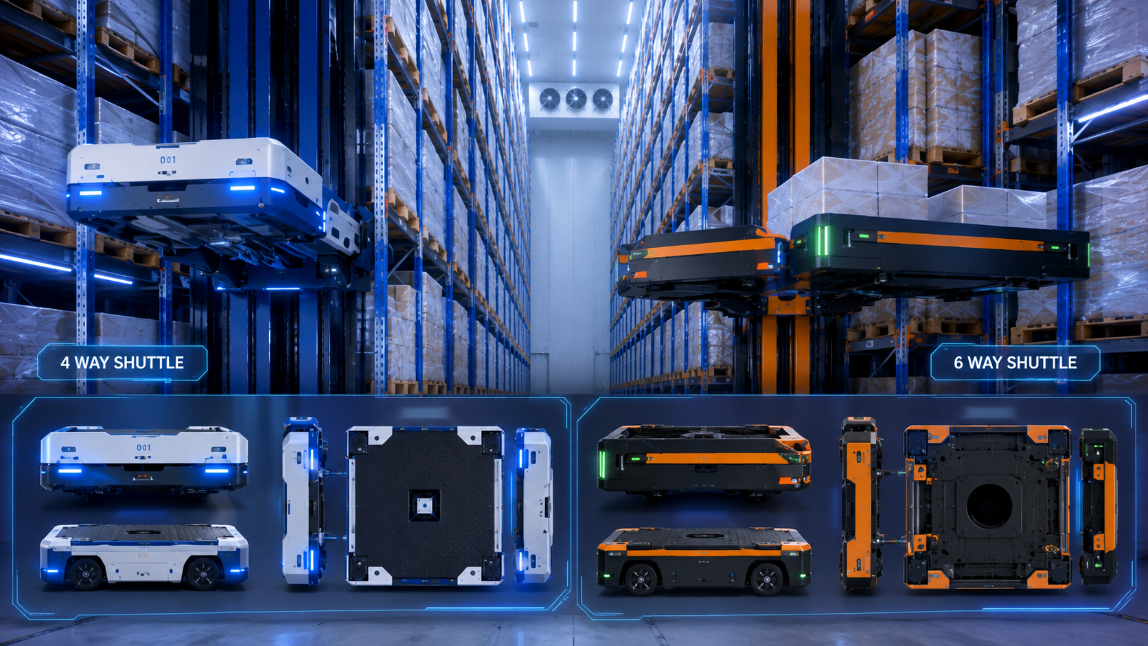 4 Way Shuttle, 6 Way Shuttle สำหรับ Cold Room Storage